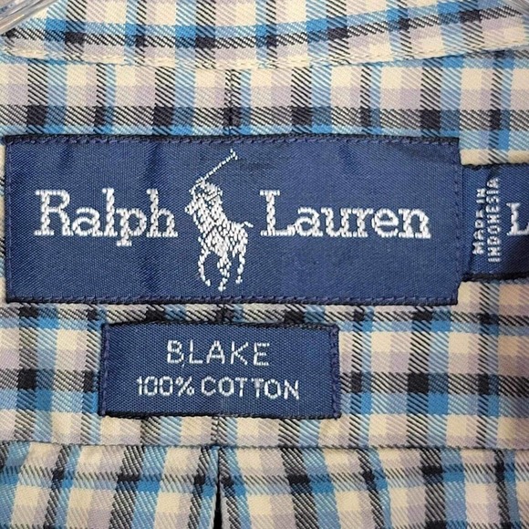 Polo Ralph Lauren Oxford Button Down Shirt Mens L Multicolor Plaid Blake Vtg - Picture 4 of 9